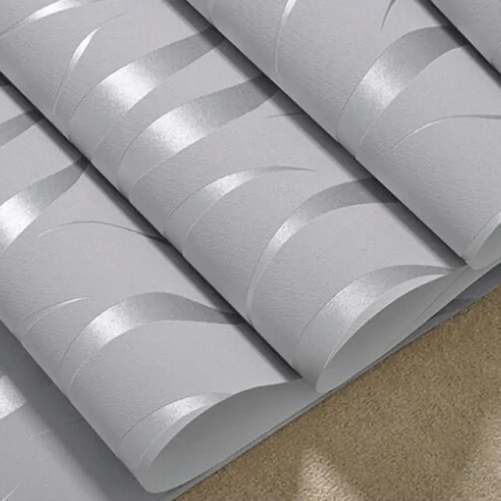 53cm*10M Wall Sticker 3D Abstract Waves Stripes Pattern Dirt-proof Antistatic Decorative Nonwoven Bedroom Wallpaper