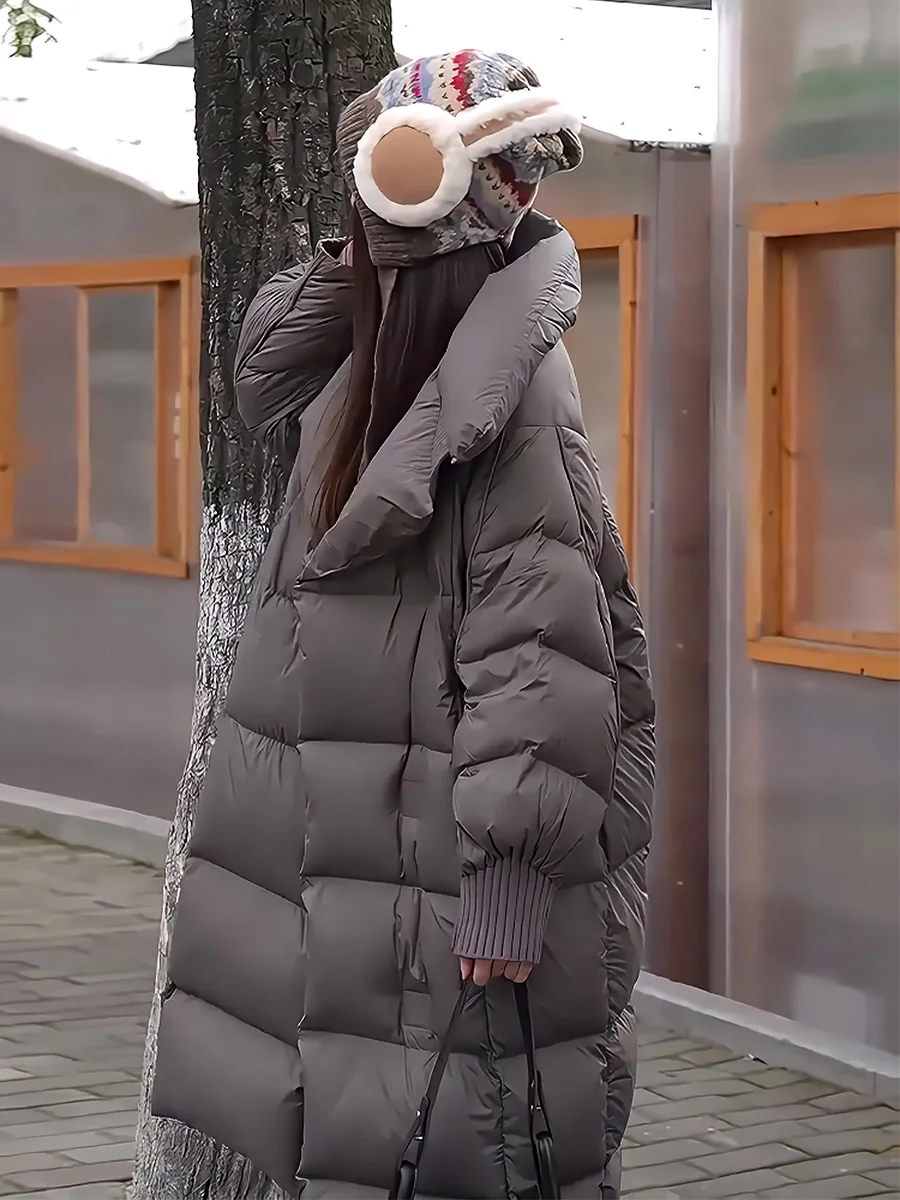 Chaqueta Acolchada de Plumón para Mujer, Color Blanco, con Forro de Felpa, Cuello Alto, Abrigo Cálido de Longitud Media, Versátil y a la Moda