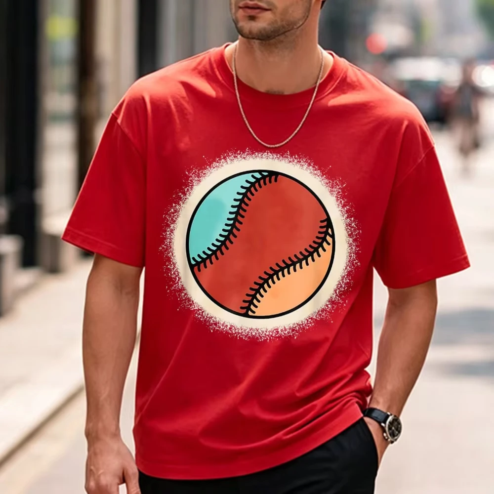 Retro Baseball Vintage Baseball Player Men Boys T-Shirt Funny Outdoors High Quality Cotton Short-sleev Game Day Gift Casual Tees