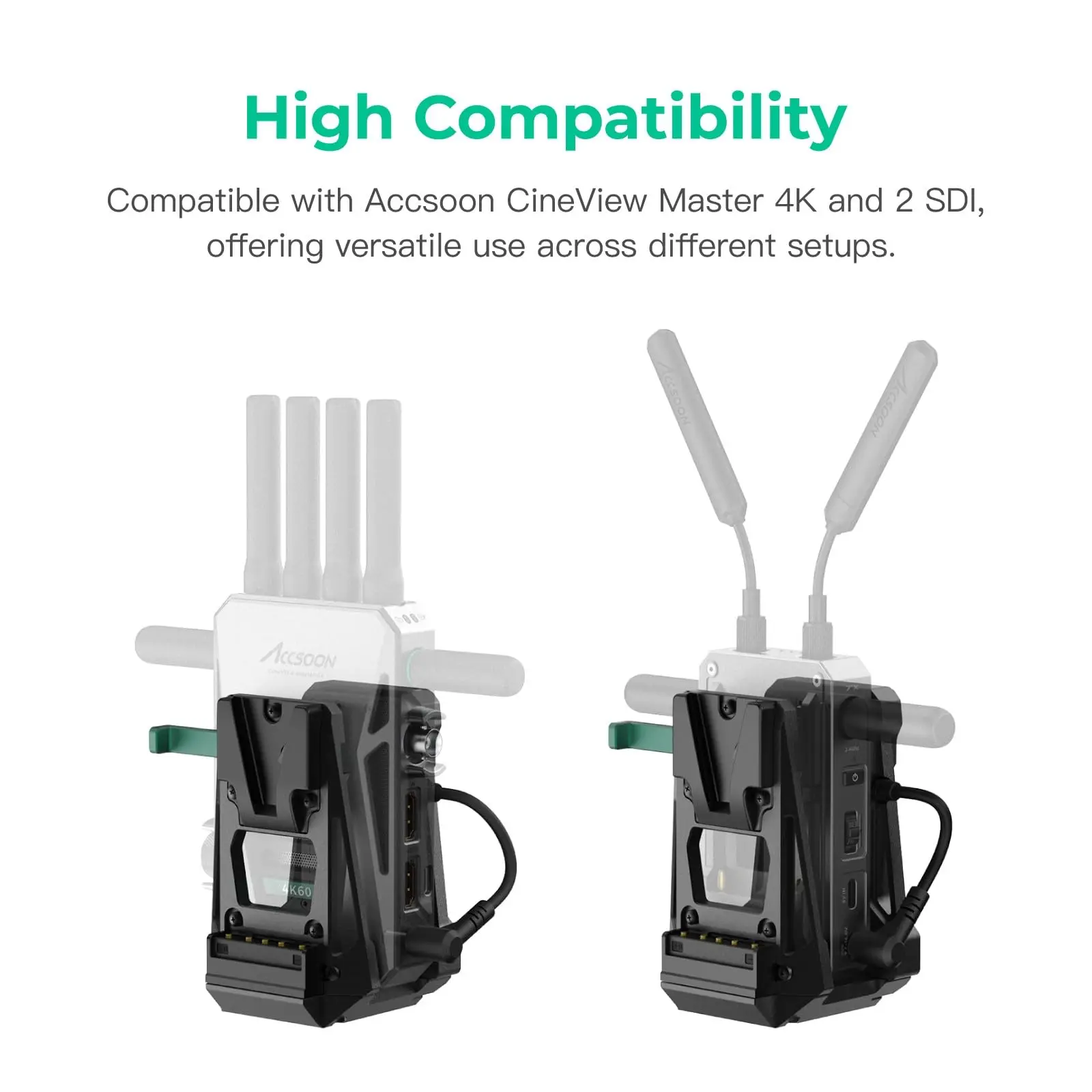 محول Accsoon V-Lock لبطارية V-Lock إلى CineView Master 4K، CineView 2 SDI نظام نقل الفيديو ACC32