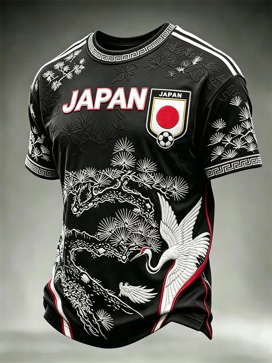Unisex Japan Soccer Jersey Navy Emboss Torii Gate Wave Prints Nippon Text Sakura Shield Cuffs 2026 Crest Fan Football Shirt