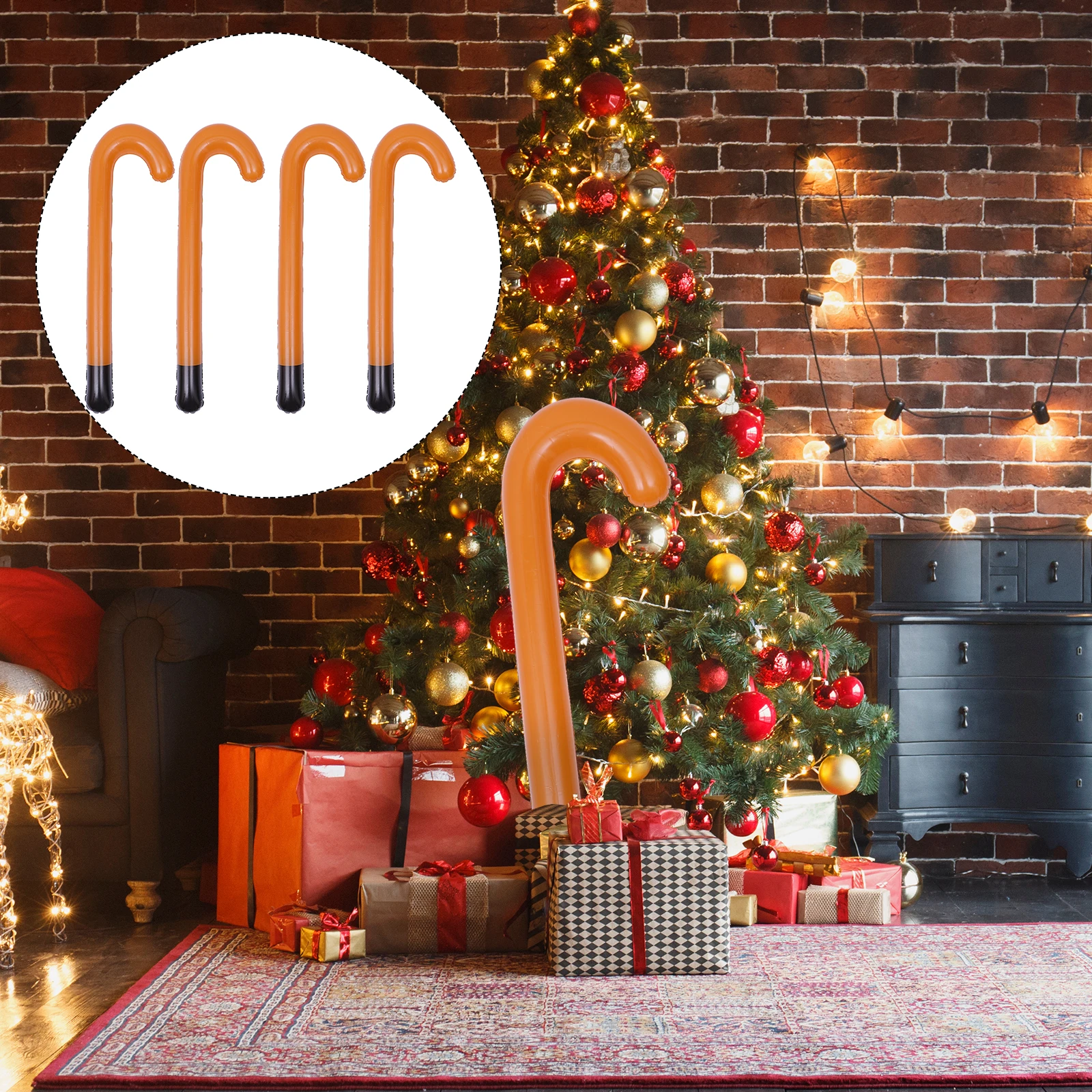 

12Pcs Inflatable PVC Canes Crutch Shape Christmas Decoration Party Accessory Christmas Festival Decor Inflatable Walking Stick