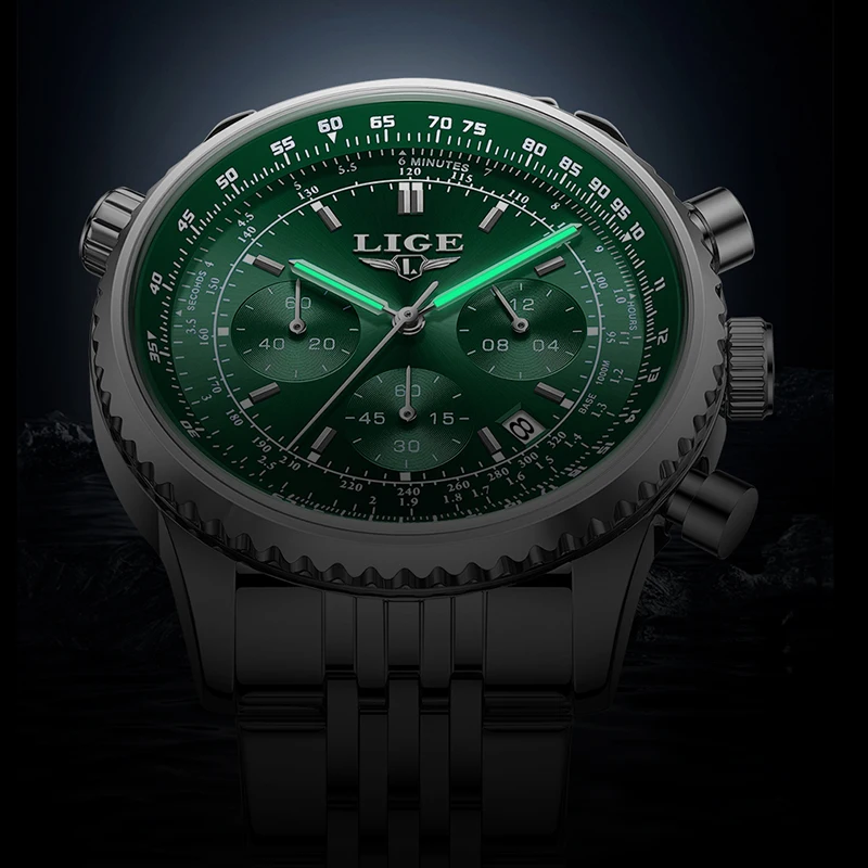 

LIGE спортивные часы для мужчин модные деловые водонепроницаемые светящиеся хронограф с датой мужские наручные часы из нержавеющей стали мужские кварцевые часы