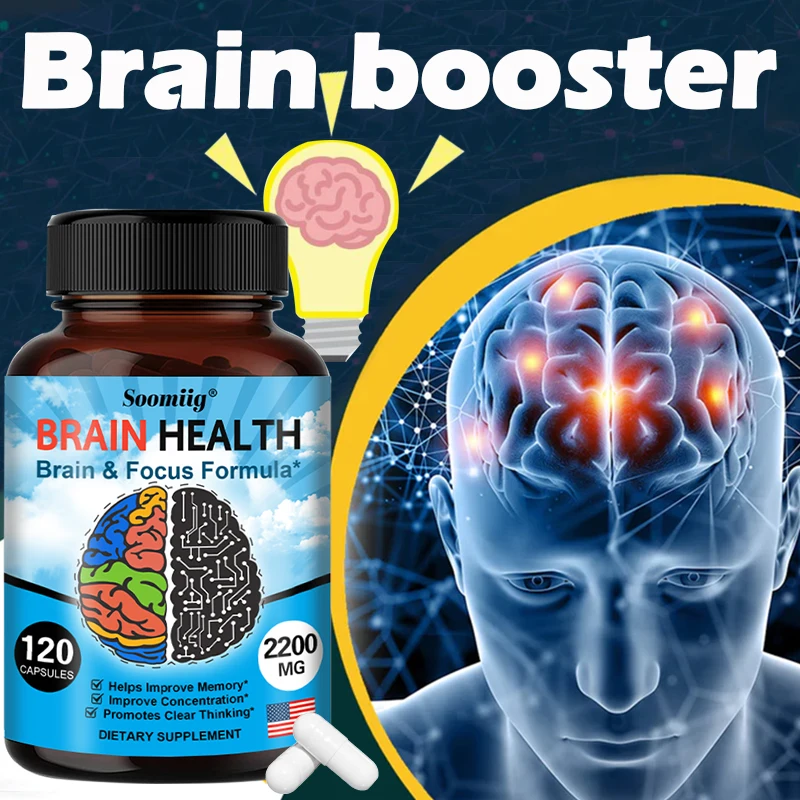 2200 mg Brain Booster with Vitamin B6, B12 supplement to support memory, mental clarity and immune system health.