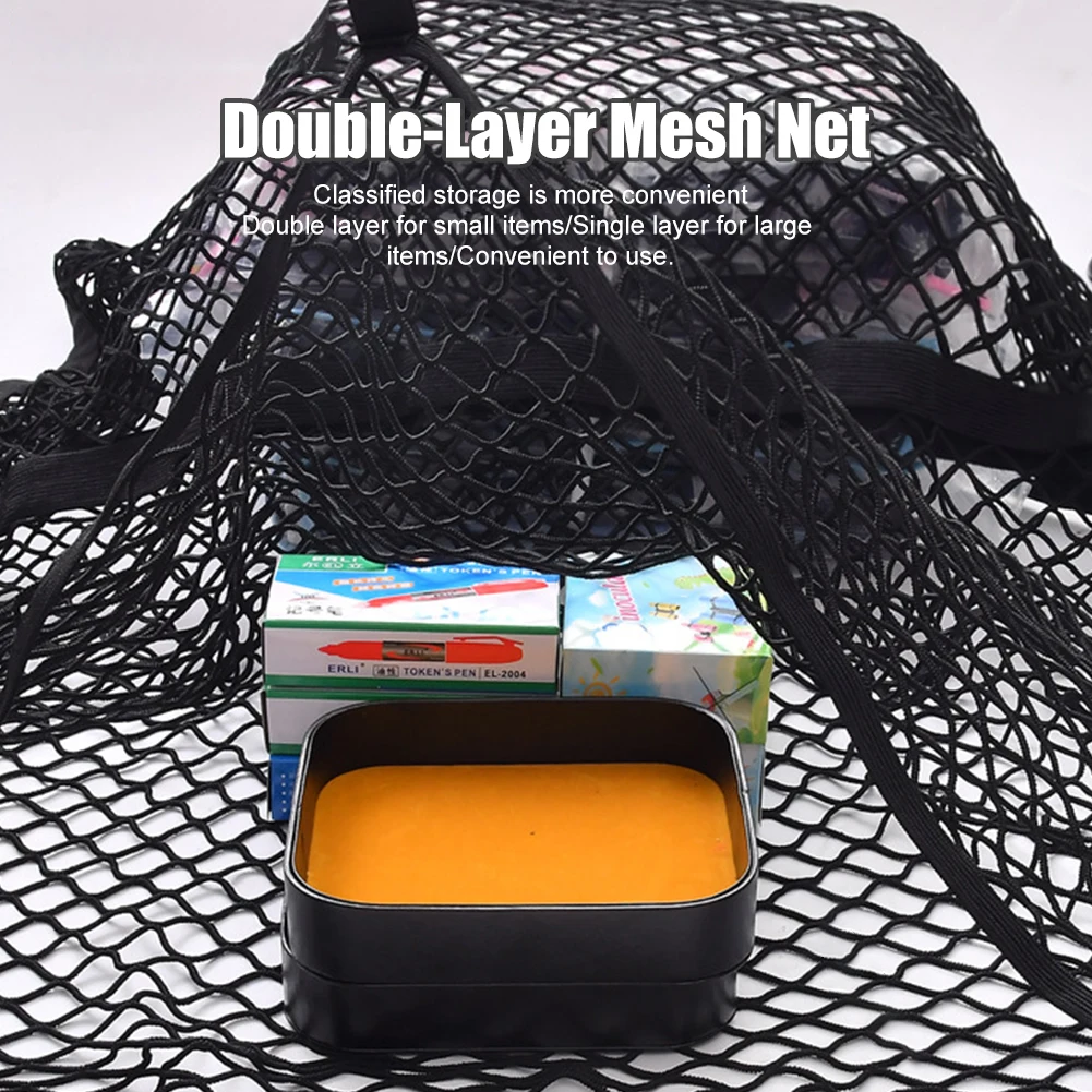 High Elastic Cargo Net for Pickup Truck Bed 4'x4' Stretch to 7'x7' Double Layer Bungee Net Mesh for Ford F150 SVT Raptor Tundra