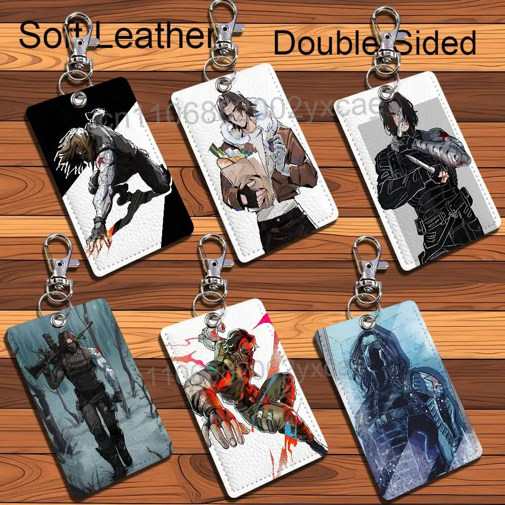 Frozen machinery Soldier Bucky Barnes Holder For Bank Business Work Card Holder Student Card Case Bus Card Keychain