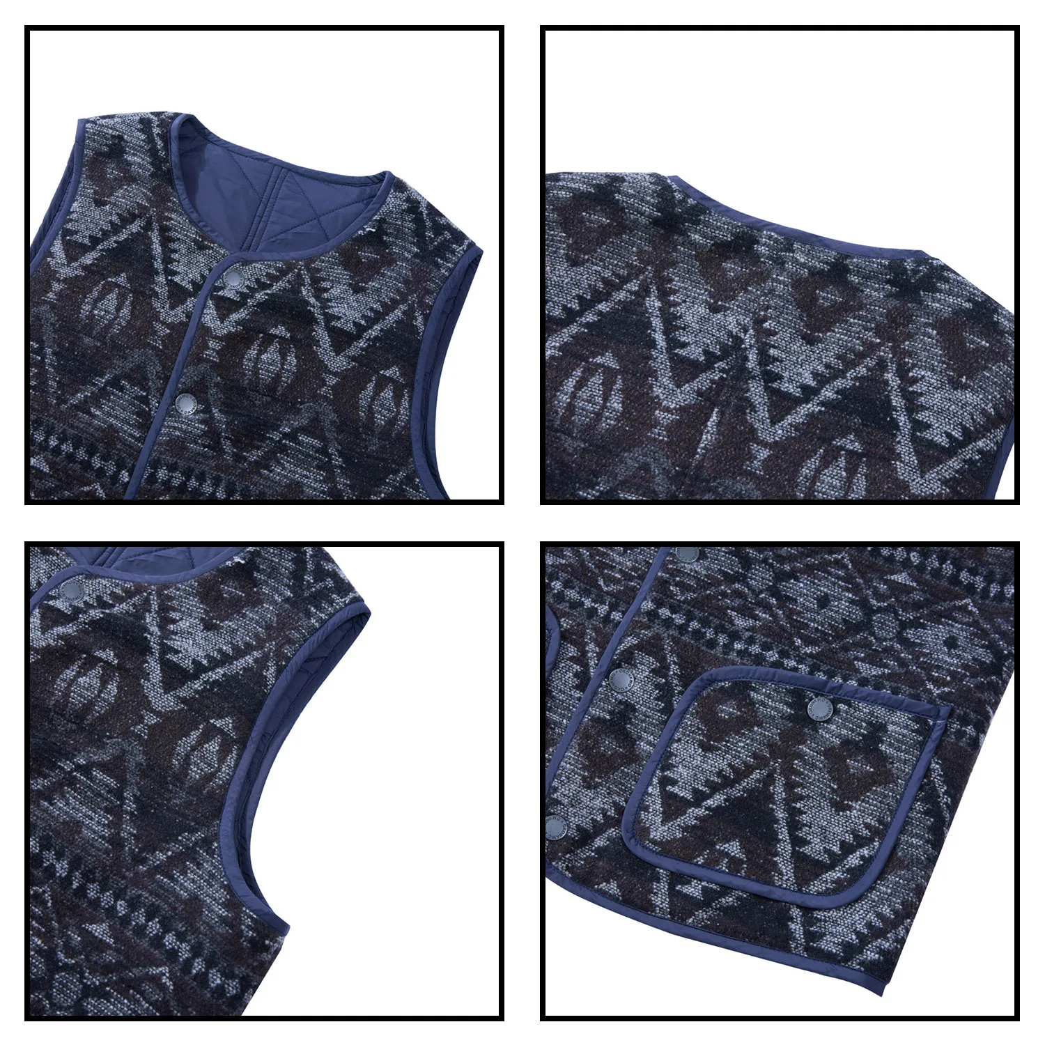 New Winter Men's AmiKaji Wool Cotton Vest Double-sided Quilted Diamond Shaped Vest Can Be Worn on Both Sides Jacket Vest