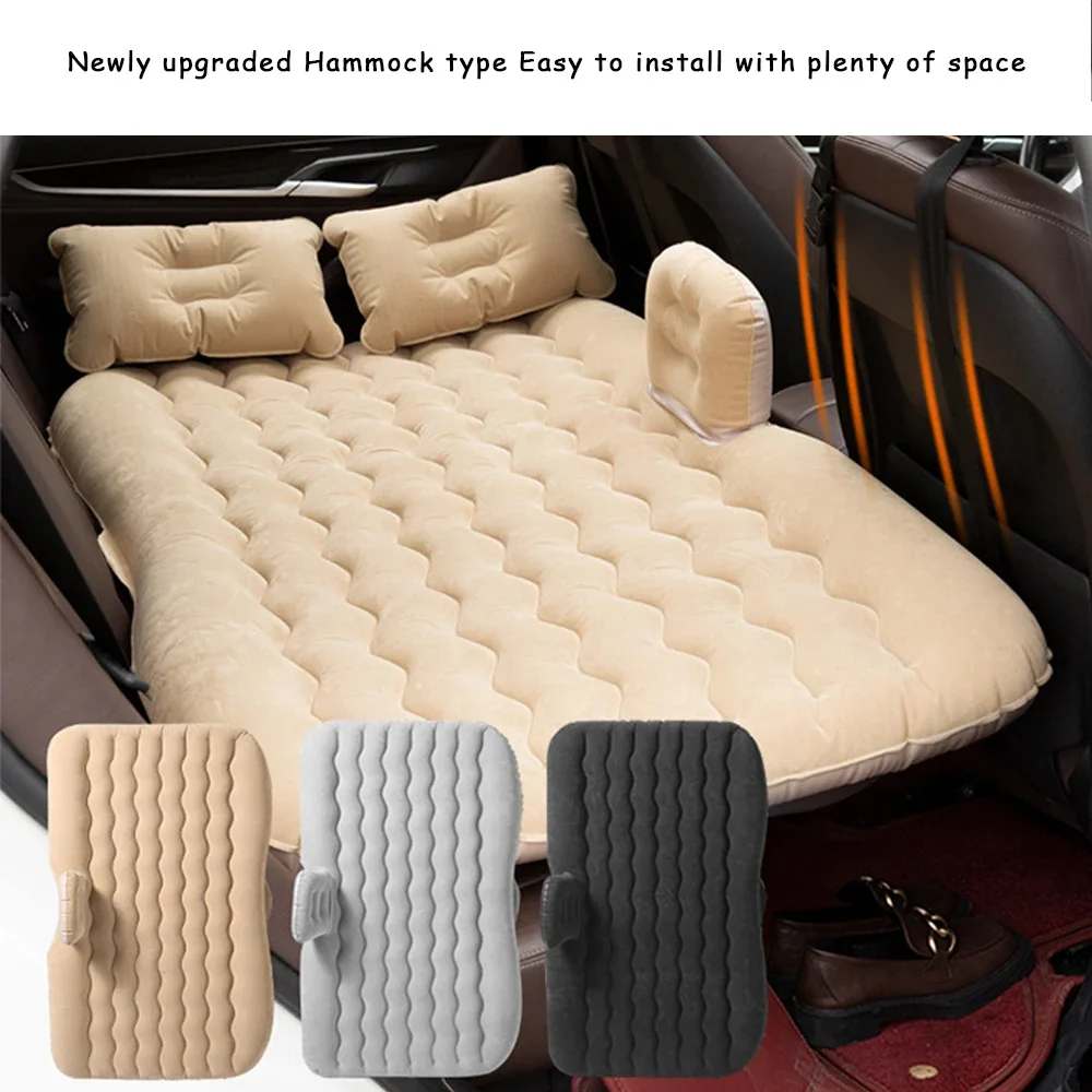 1 Set Universal Car Travel Inflatable Bed 80x130cm Auto Back Seat Trunk Mattress Air Bed Pillow For Travel Camping Family Outing