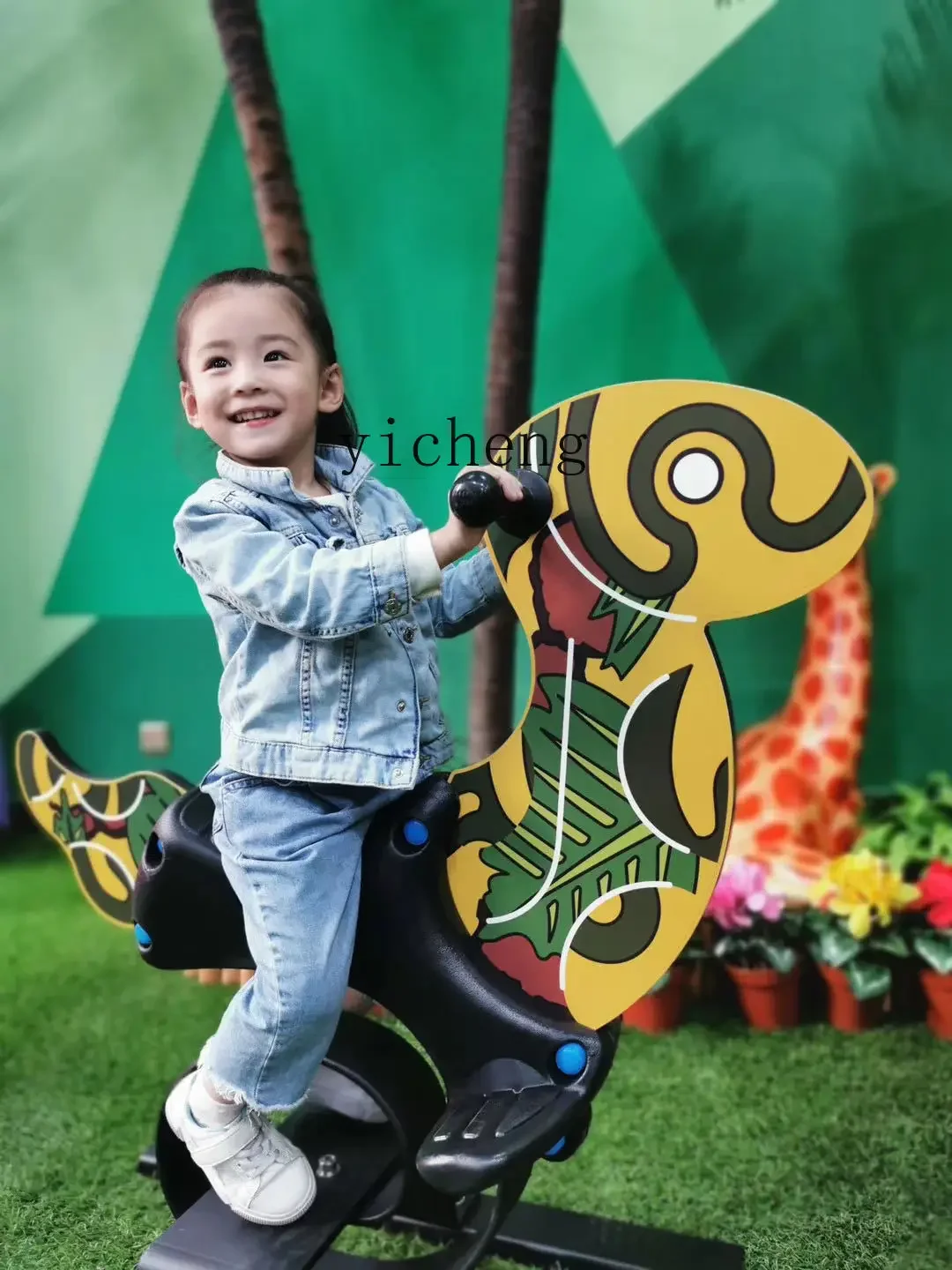 WJ Park Outdoor The Hokey Pokey الأطفال في الهواء الطلق الملونة الكرتون هزاز الحصان PE مجلس لعبة طروادة