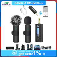 GAMINJA K35 3.5mm Wireless Lavalier Microphone for Camera Speaker Smartphone Audio Recording Noise Reduction Mic for Youtube