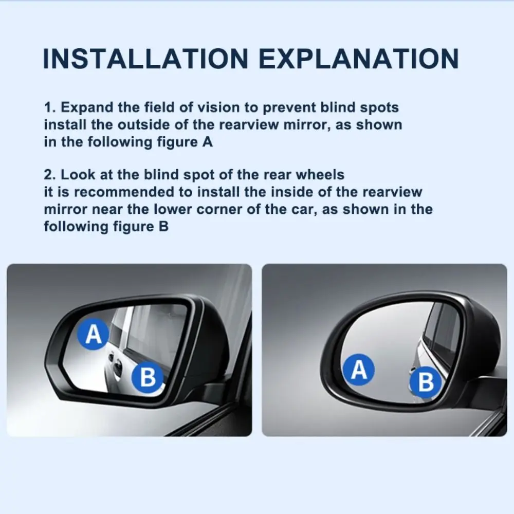 

New Waterproof 360° Car Mirror Adjustable Full-vision Car Blind Spot Mirror Round Glass Auto Convex Mirror for Car Driver
