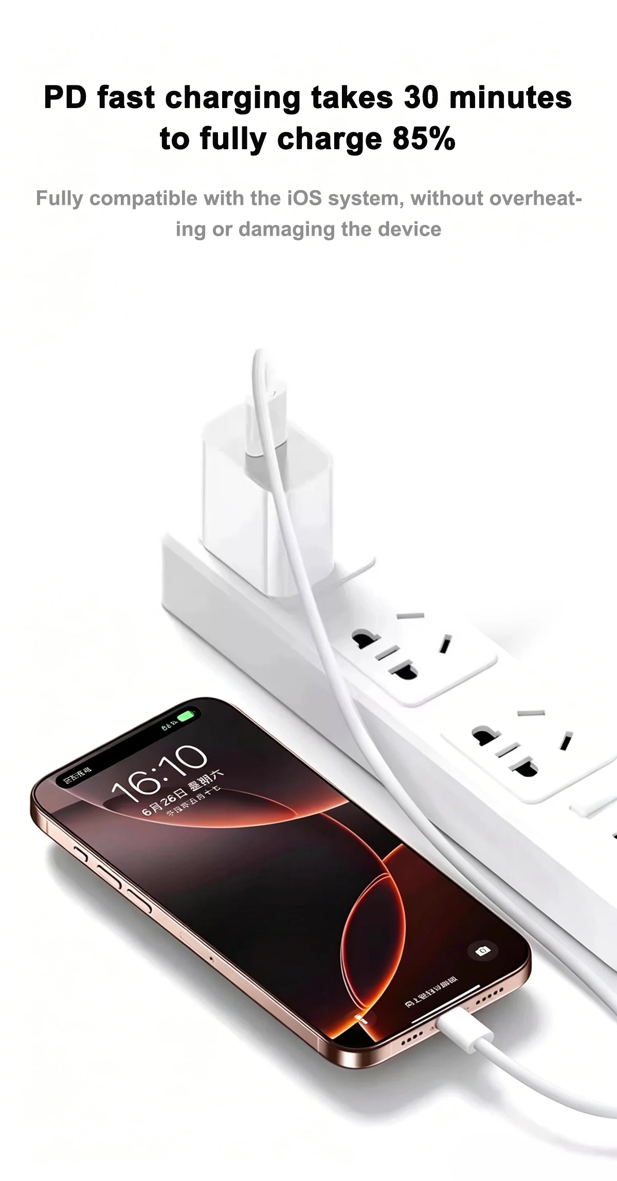 PD 40W für Apple Schnellladegerät für iPhone 17 16 15 14 13 12 Pro Max Air für iPad 5A USB-C Schnellladekabel EU-Steckeradapter – Detail 2
