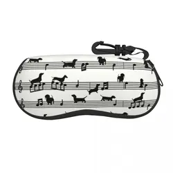 Music Notes Dachshund Shell Eyeglasses Case Women Men Cute Wiener Badger Sausage Dog Glasses Case Sunglasses Box Pouch