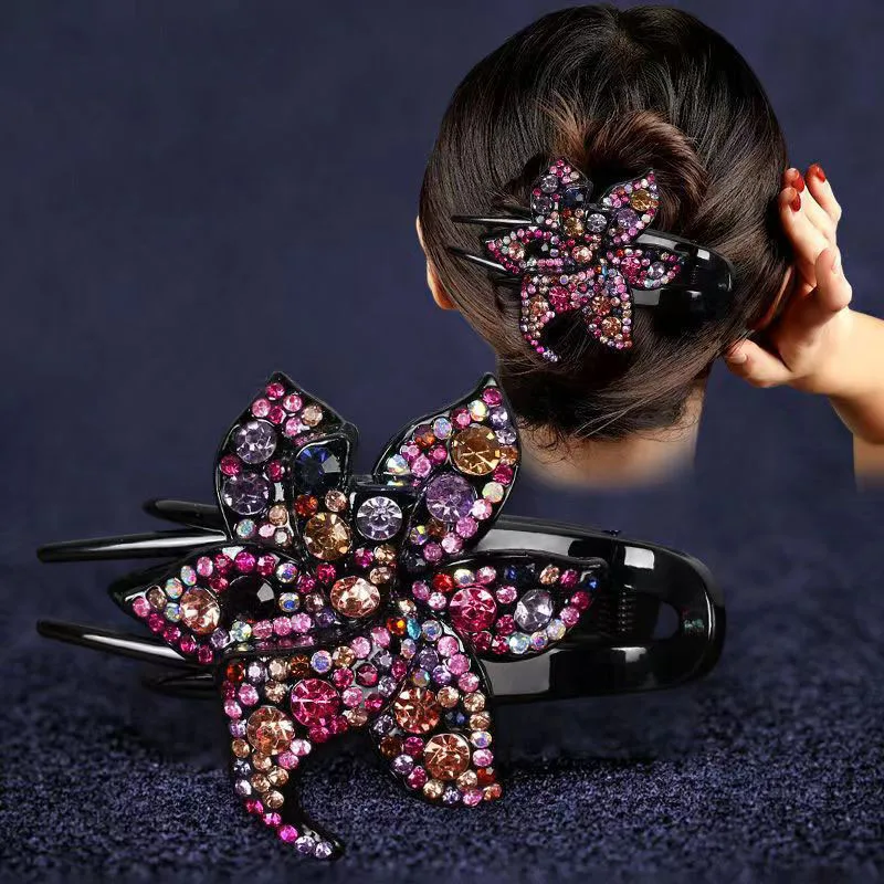 Balsamic elegant sparkly crystal flower decorative barrettes stylish hair combs for women and girls to wear