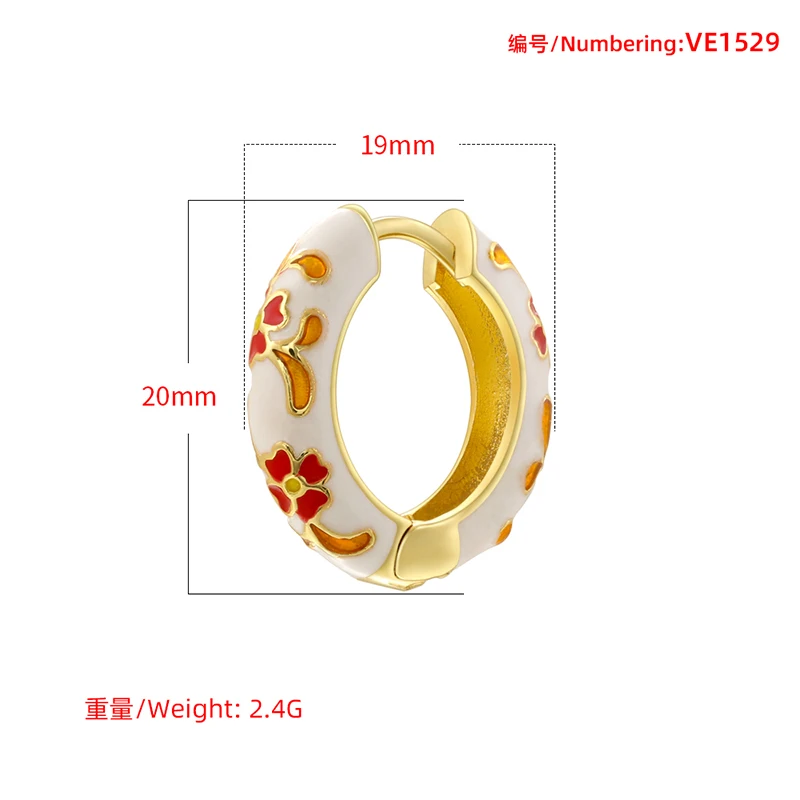 ZHUKOU Enamel Dripping Oil Ethnic Style Feature Colorful Earrings Ladies Fashion Trend Ear Jewelry 1 Pair:VE1529