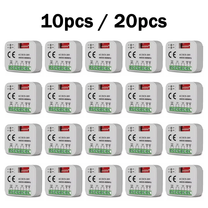 

10 pcs / 20 pcs RX-MULTI Garage Door Remote Control Receiver RX MULTI 300 to 868 MHz Receiver AC/DC 9-30V Gate Switch Controller