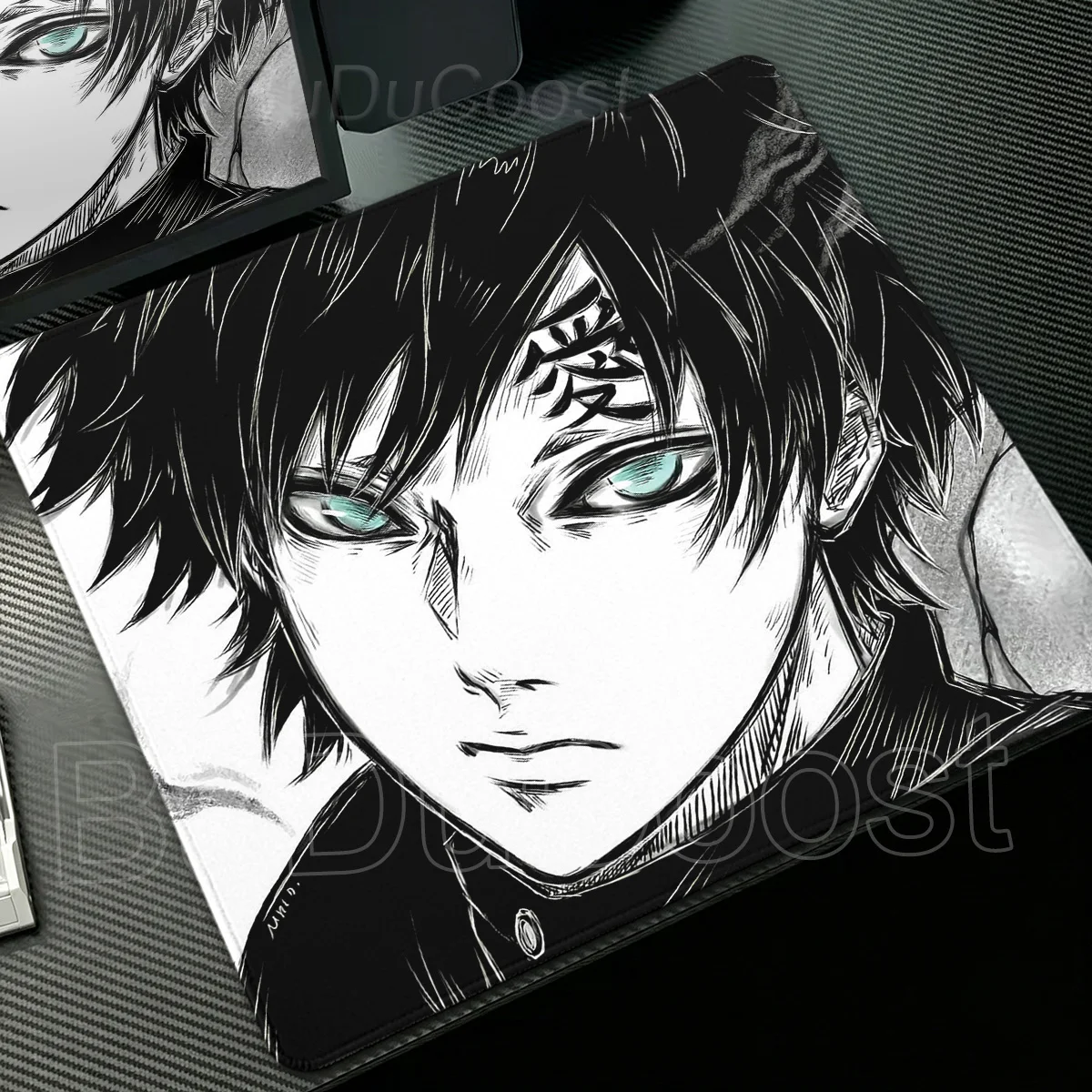 HD Black White Anime Naruto Uzumaki Mouse Pad PC Gamers Computer Keyboard Playmat Rubber Non-Slip Locking Edge Tablemat Home Rug