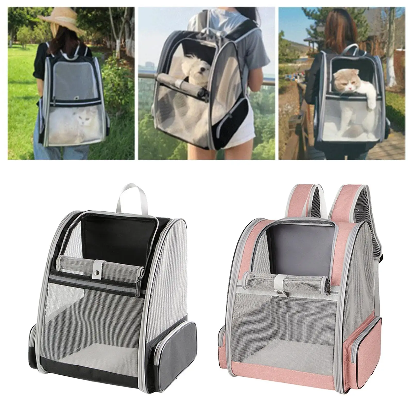 Collapsible Pet Dog Cat Carrier Backpack Outdoor Bag Paw Mat Heavy-duty