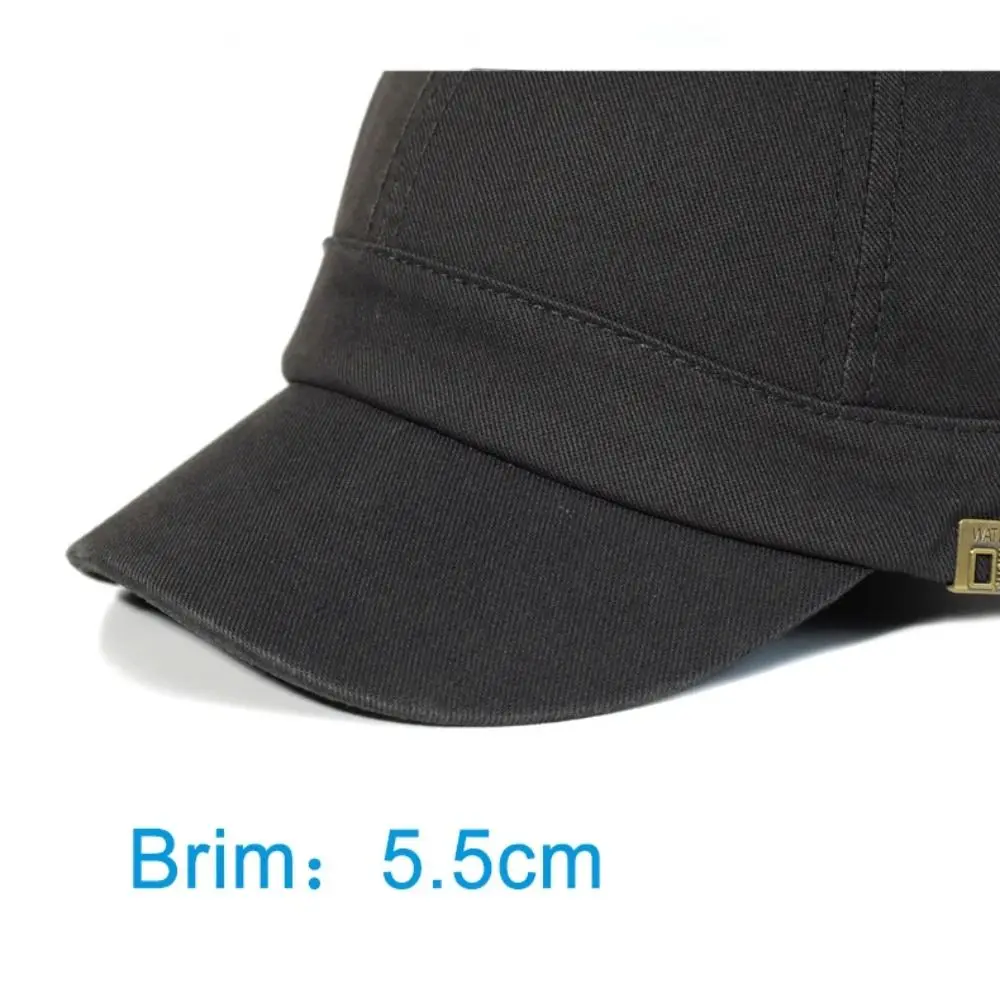 Casual Cotton Short Brim Baseball Cap Soft Breathable Dad Hat Short Visor Trucker Style Low Profile Cap Sun Protection