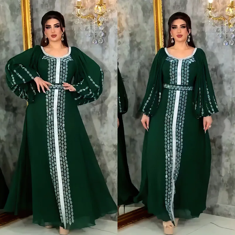 Luxury Dubai Diamonds Abayas for Women African Dresses Dashiki Evening Gown Muslim Dress Eid Djellaba Islam Jalabiya Caftan Robe