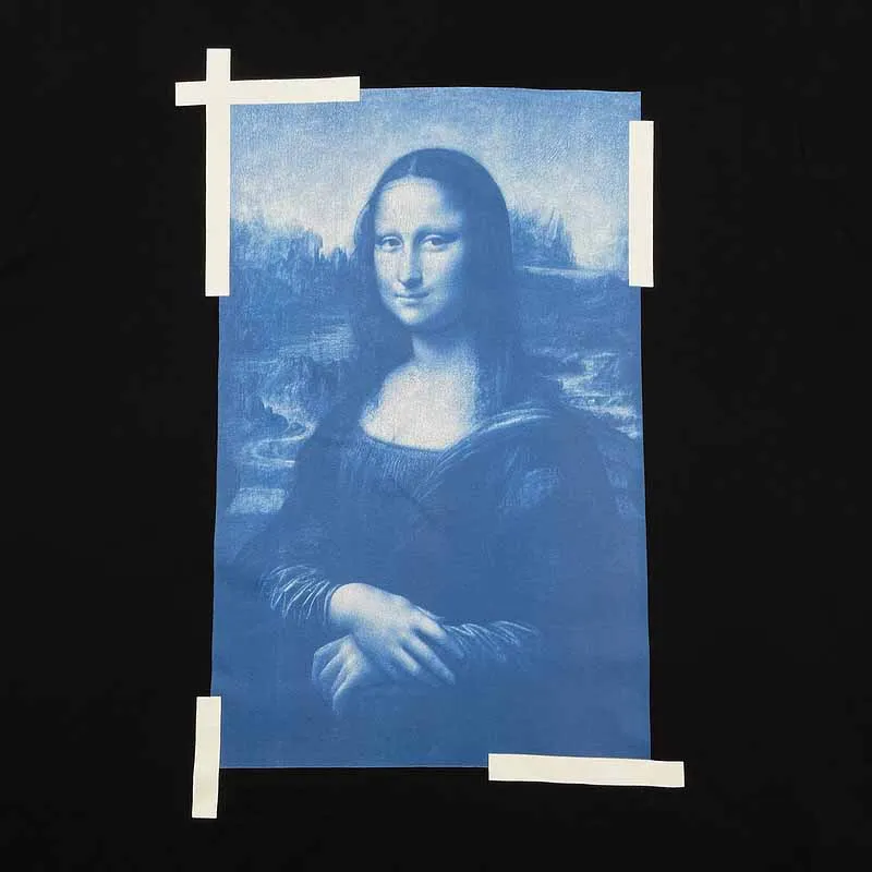 Top Grade Logo Printed Blue Mona Lisa Women Men T shirts tees Hiphop Oversized Men Casual Cotton T shirt