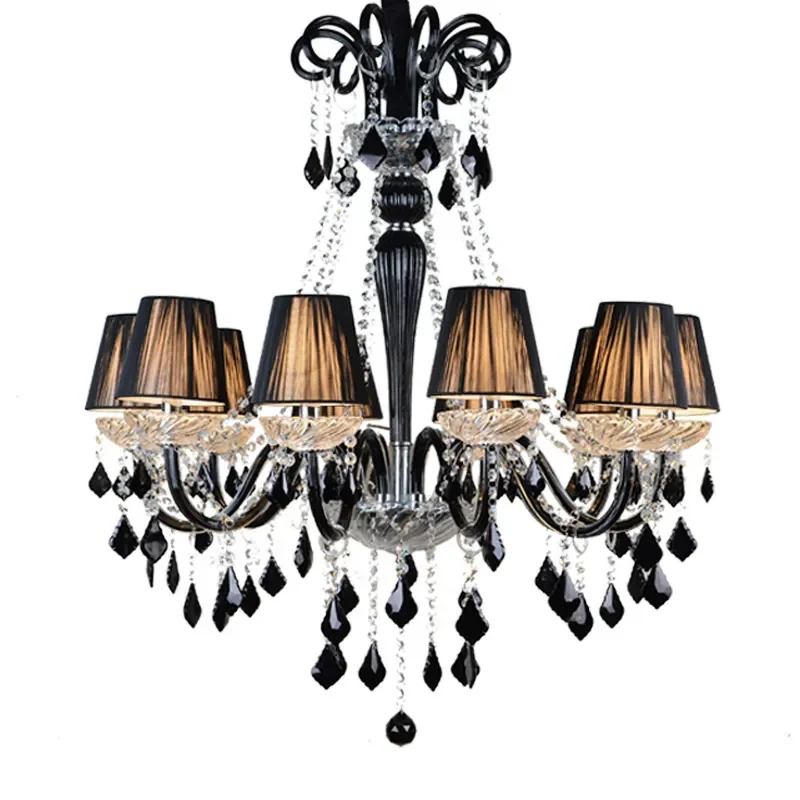 Black Crystal Chandelier for Bar KTV Hotel Staircase Modern Pendant Light Fixture Dining Room Music Theme Decor Lighting