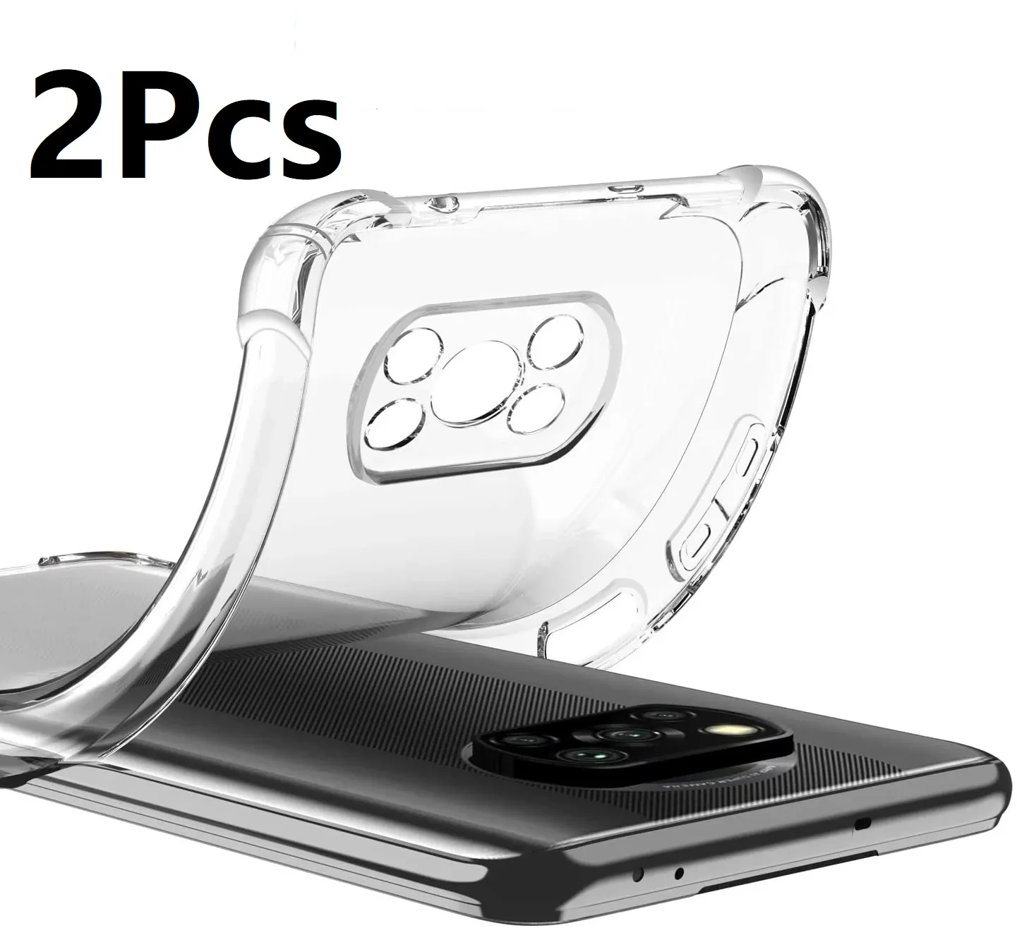 

2 шт. прозрачный противоударный чехол для Xiaomi Poco X3 NFC Pro, мягкий силиконовый чехол