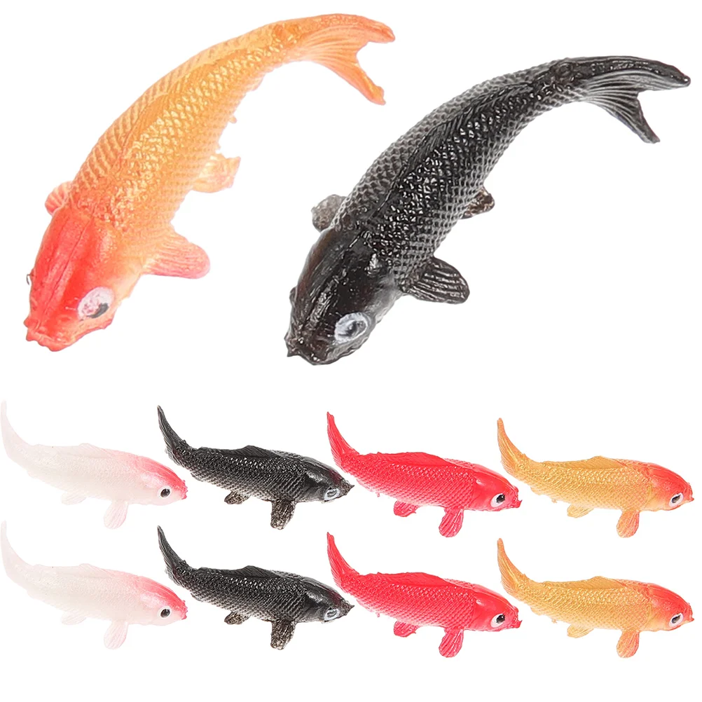 10 pièces maison modèle maison de poupée Miniatures Koi poisson Figurine poissons articles en or fausse Statuette Aquarium