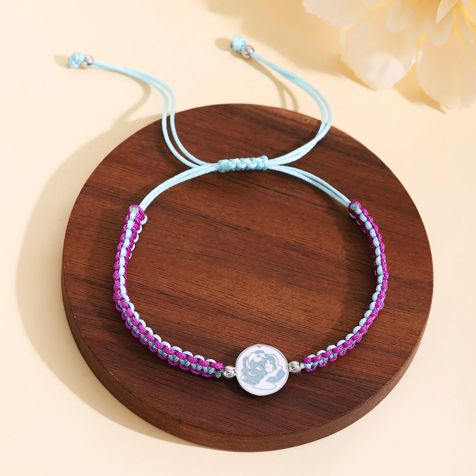 Arcane Jinx Inspired Bracelet -BlueRose Beaded Rope Hand Chain withMetal Charm, Adjustable League OfLegends Style Gift for Women - Image 4