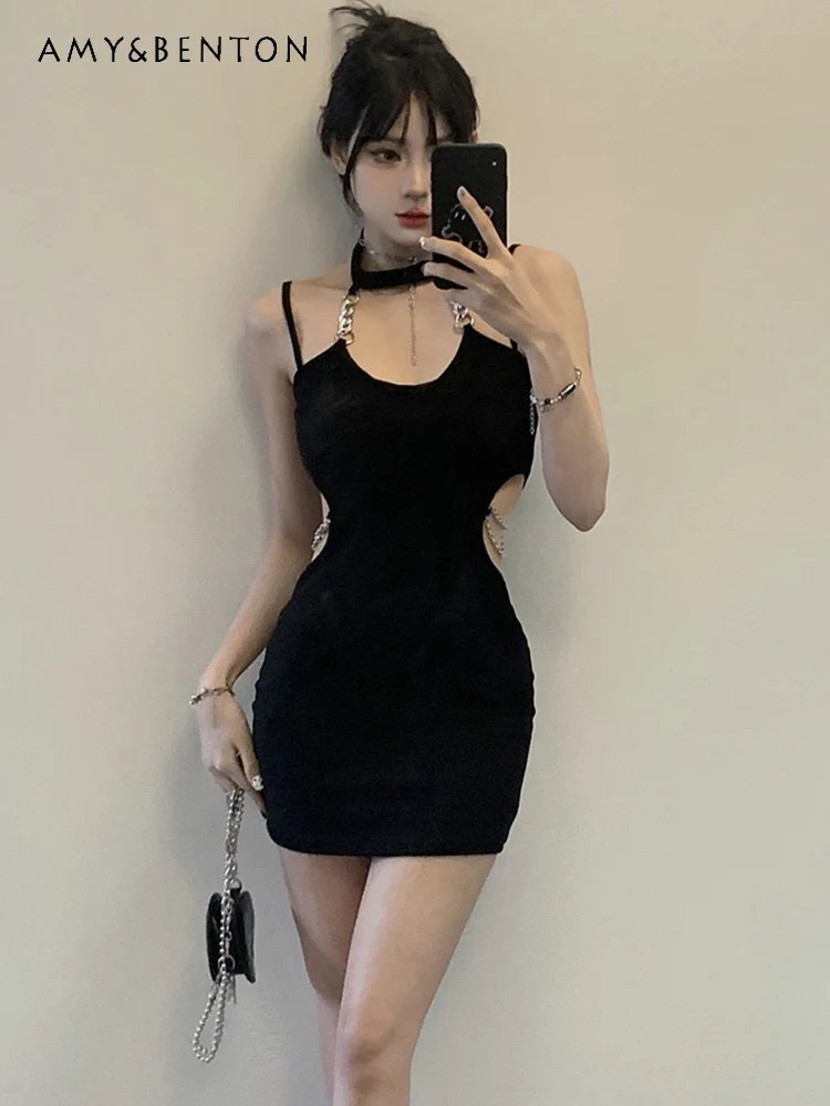 

2025 Fall Short Coat Women's Summer Spice Girls Suspender Hip Wrap Dress Cool Sister Suit Gothic Dark Women's Clothing
