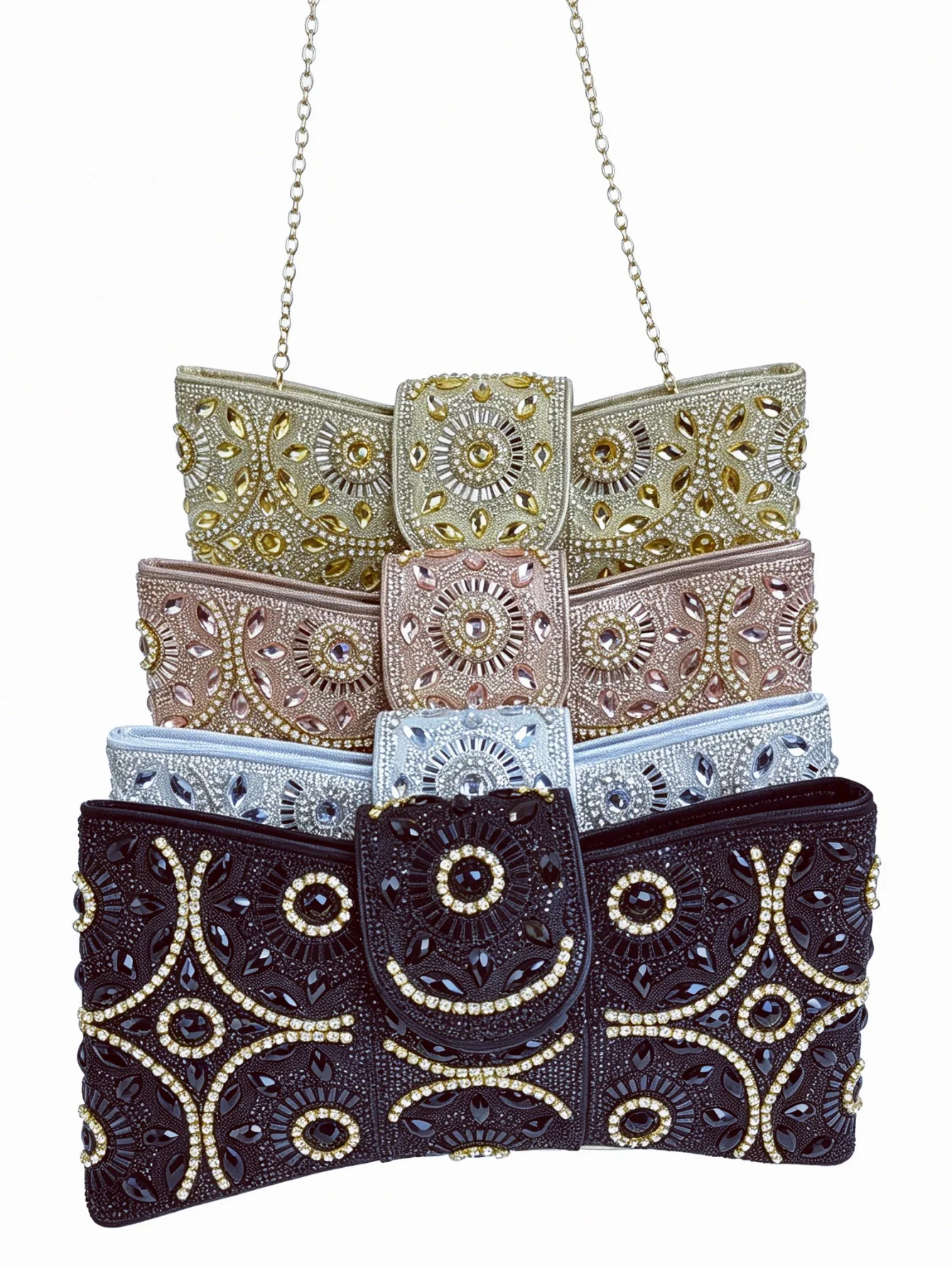 Diamond-encrusted premium clutch bag, one-shoulder oblique dinner bag, butterfly bag.