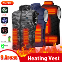 9 Areas Heated Vest Men USB Electric Heating Vest Washable Self Heating Vest Winter Warmer Jacket Heated Waistcoat for Camping