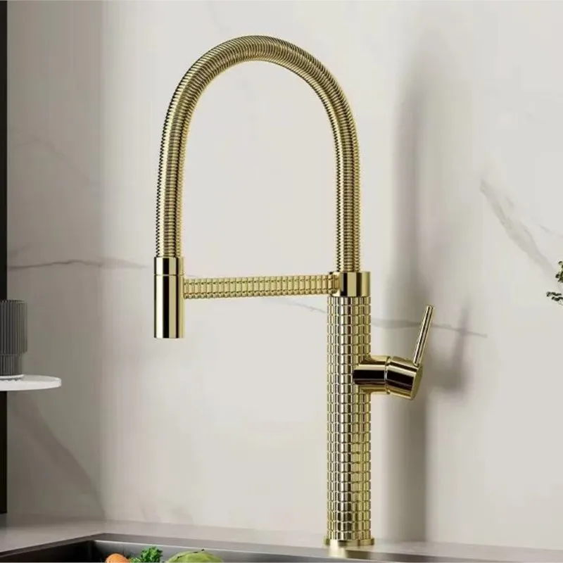 2024 Kitchen Faucet Matte Gray Sink Faucet Single Hole Single Handle Drop Down Spring Faucet Deck Installation Kitchen Water Tap