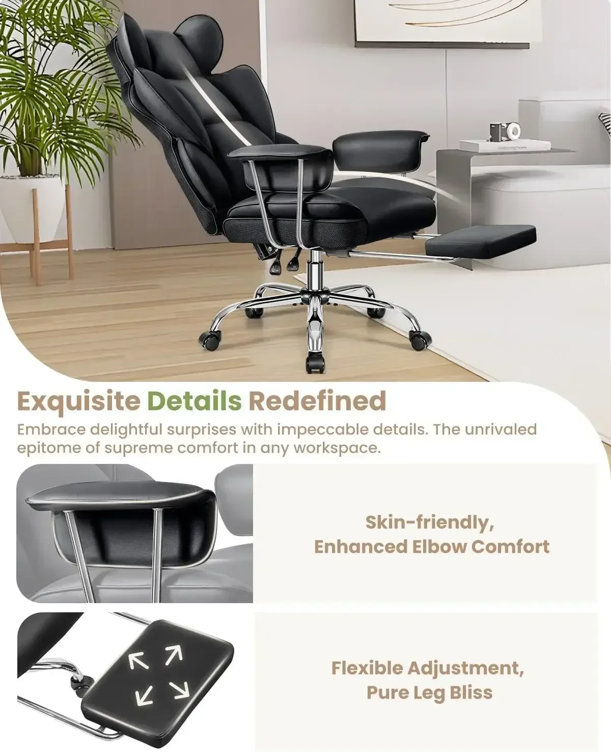 [New Arrival, Buy Now!]Office Desk Chair, Executive Office Chair,Leather Computer Chair, Ergonomic Reclining Chair High Back Lum