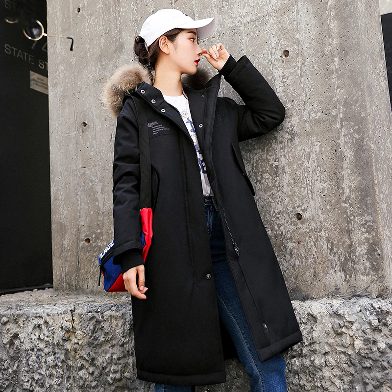 

New 2025 Women's Extended Loose plus Size Thiened Fur Collar Faionable Versatile Couple Trendy down Jaet White Du Fea...