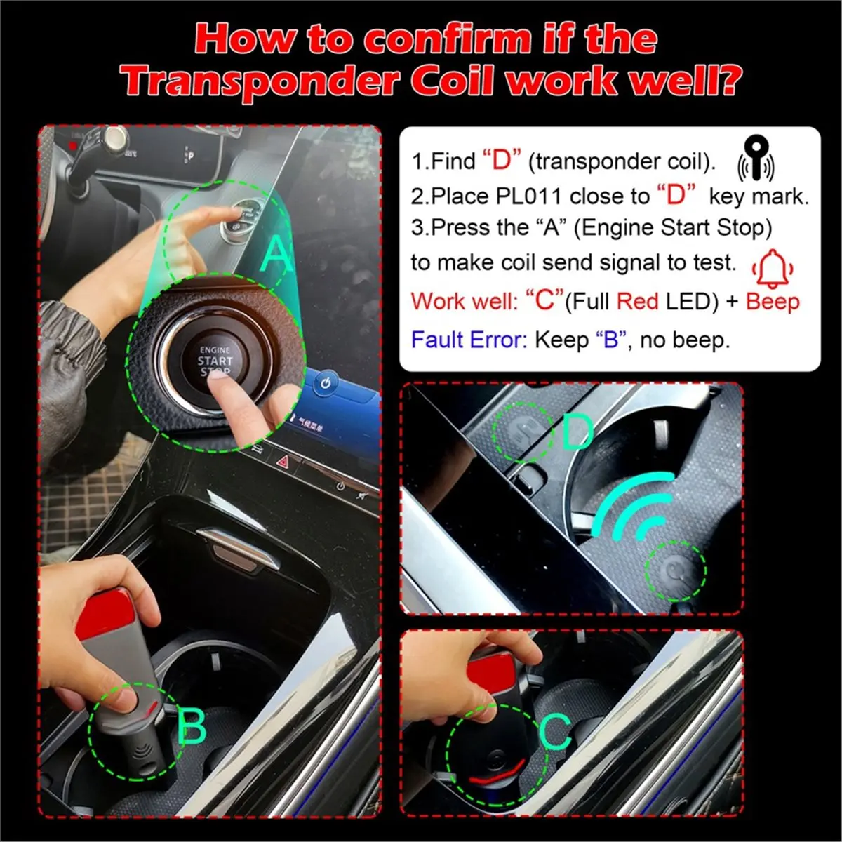 【~-new-abjz】pke-lf-tester-automotive-transponder-coil-detector-vehicle-125khz-low-frequency-antenna-inspection-tool