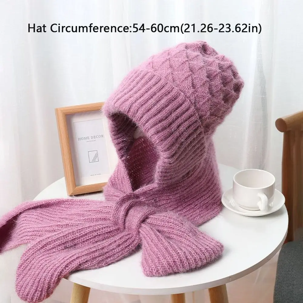 أزياء الرقبة أدفأ الشتاء قبعة متكاملة وشاح سميكة يندبروف قبعة صغيرة وشاح محبوك لينة حماية الأذن قبعة في الهواء الطلق #6