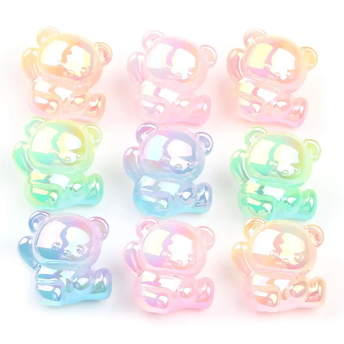 10/15pcs Random Color Sitting Bear Shaped Acrylic Beads 26*27mm Transparent Loose Beads For DIY Bracelet Necklace Jewelry Making