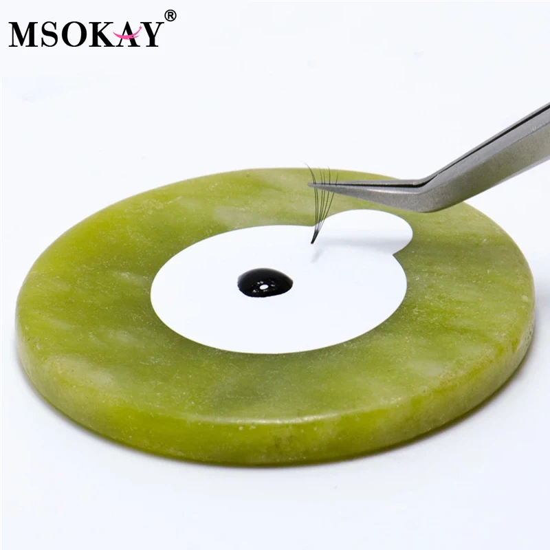 100pcs Eyelash Extension Glue Sticker Shim Paper Pads And Round Jade Stone Holder Set Lash Extention Accessories