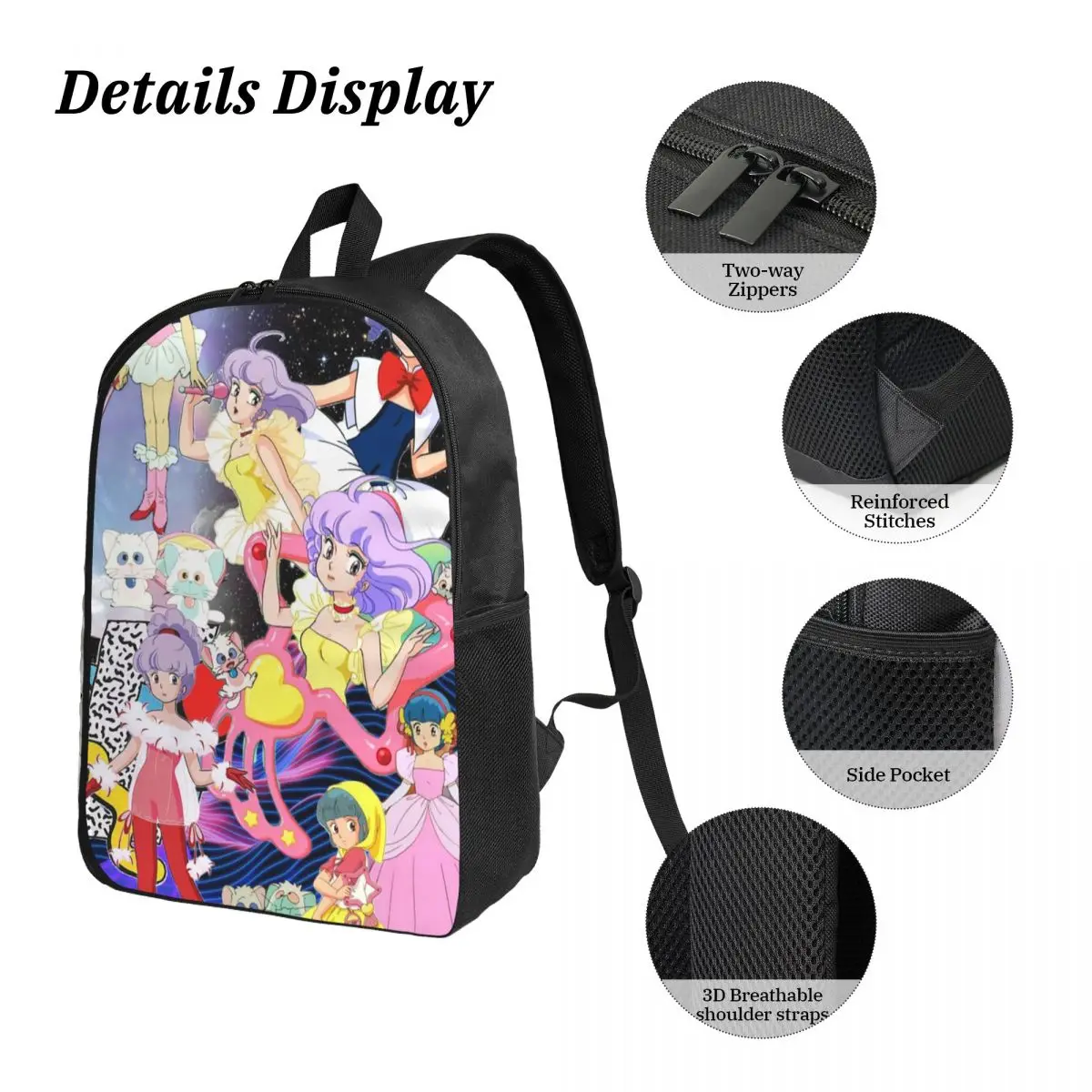 ครีม Mami อะนิเมะญี่ปุ่นกระเป๋าเป้สะพายหลังนักเรียนสาว BookBag โรงเรียนกระเป๋าแล็ปท็อปไหล่กระเป๋า 3 PS ถุงอาหารกลางวันฉนวนดินสอกรณี