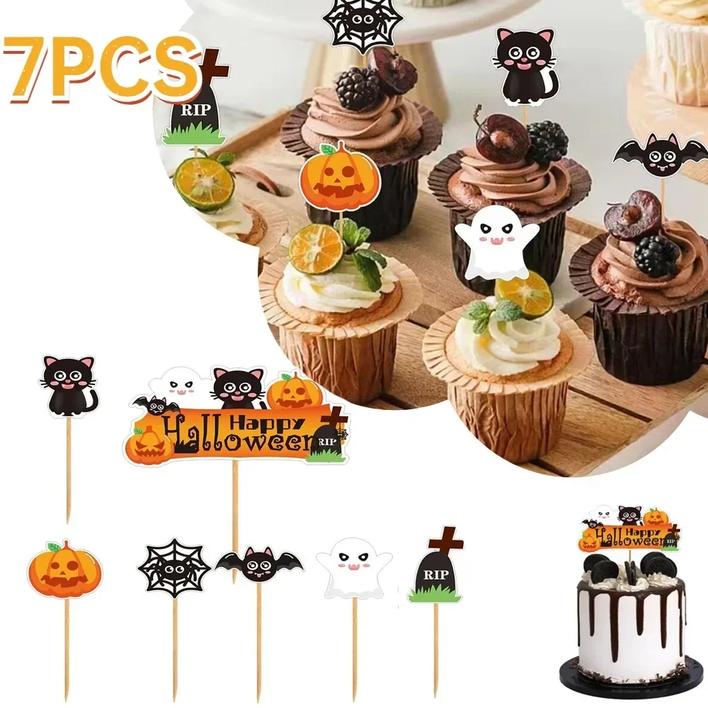 

Halloween Cake Decoration Tools DIY Decor Cupcake Wrapper Liner Baking Cup Placards Food Fruit Toothpicks Party Party Supplies