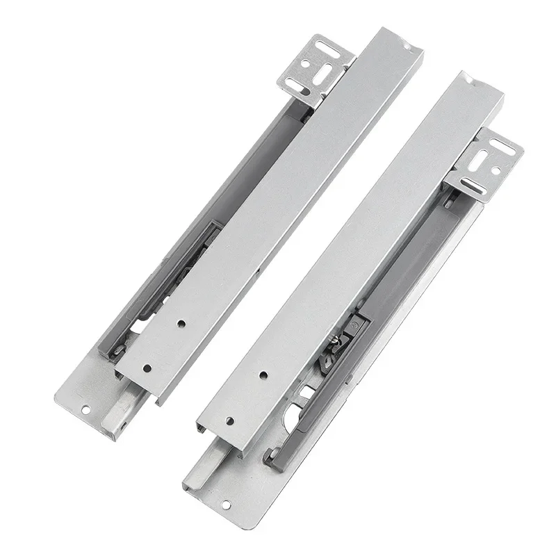 3 Section Bottom-mounted Slide Rail Damping Buffer Rail Cabinet Jewelry Cabinet Display Cabinet Furniture Hidden Silent Track
