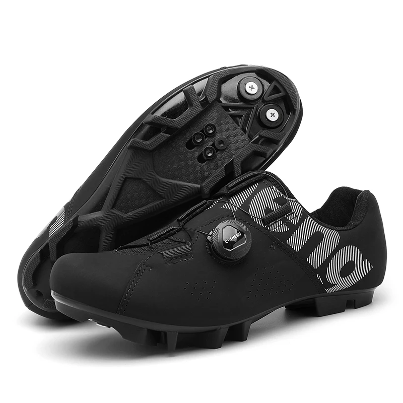Men Women MTB Cycling Shoes, Breathable Perforated Upper BOA Rotating Closure Mountain Bike Lock Shoes for Off-Road Cycling