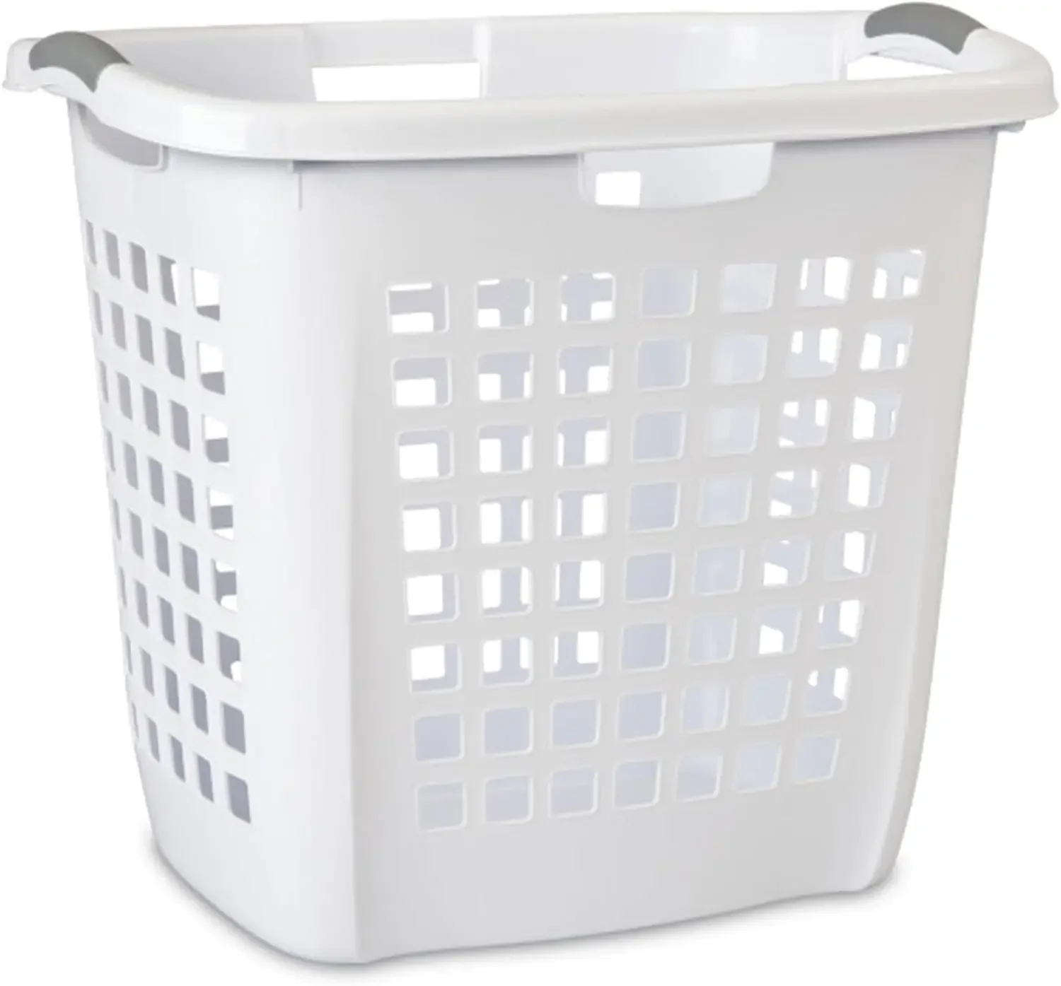Ultra Easy Carry Laundry Hamper, Comfort Handles to Easily Carry Clothes Between the Bedroom and Laundry Room, Plastic, White, 8