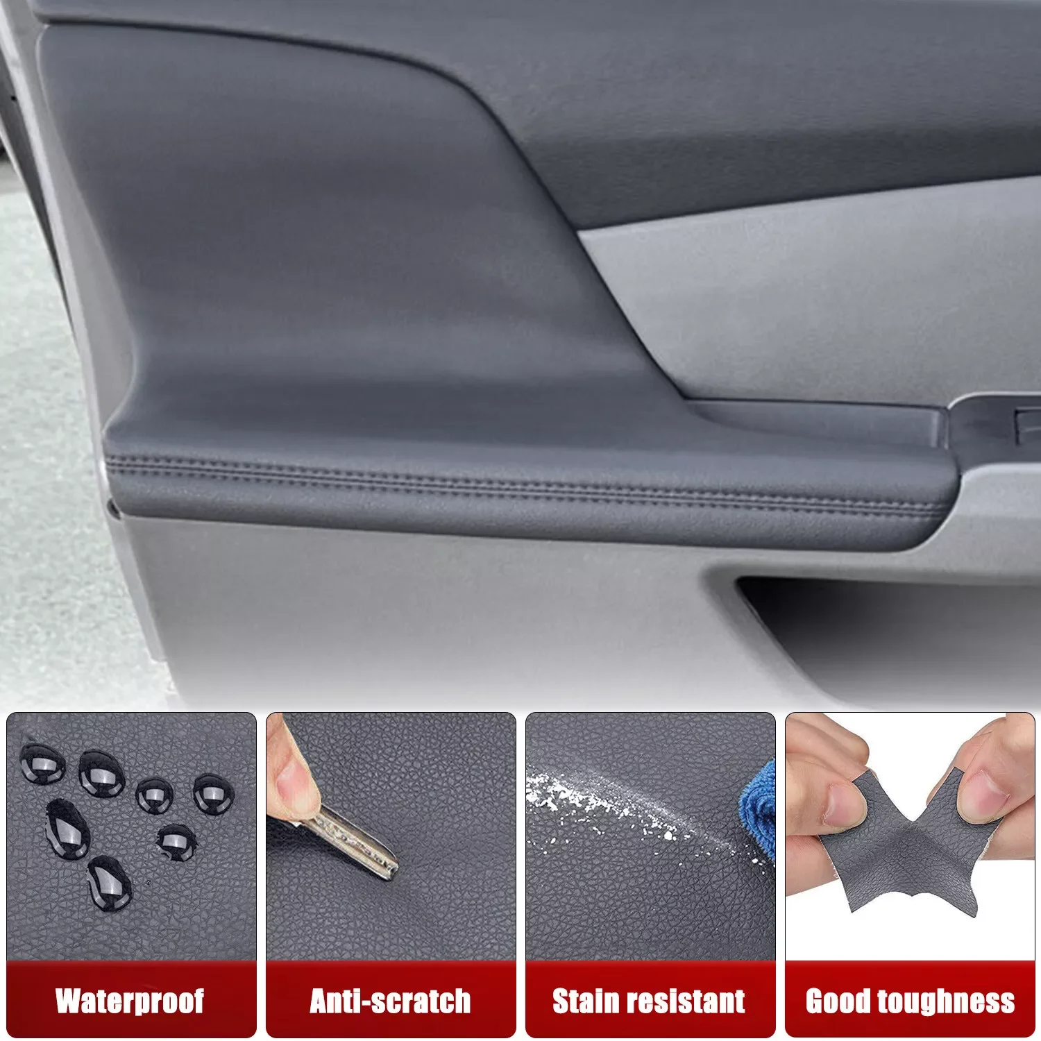 1 Pair For Honda 2011-2016 2017 Odyssey Door Panels Armrest Vinyl Cover Trim Gray