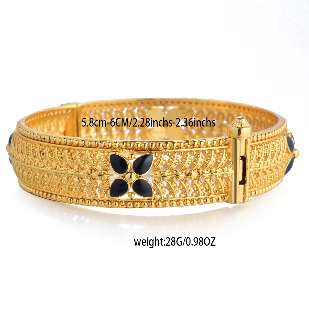 1 Stück 24K Goldfarbene Armreifen Arabische Äthiopische Nigerianische Bankett-Hochzeits-Armbänder Party-Choker Kupferschmuck Geschenke – Detail 10
