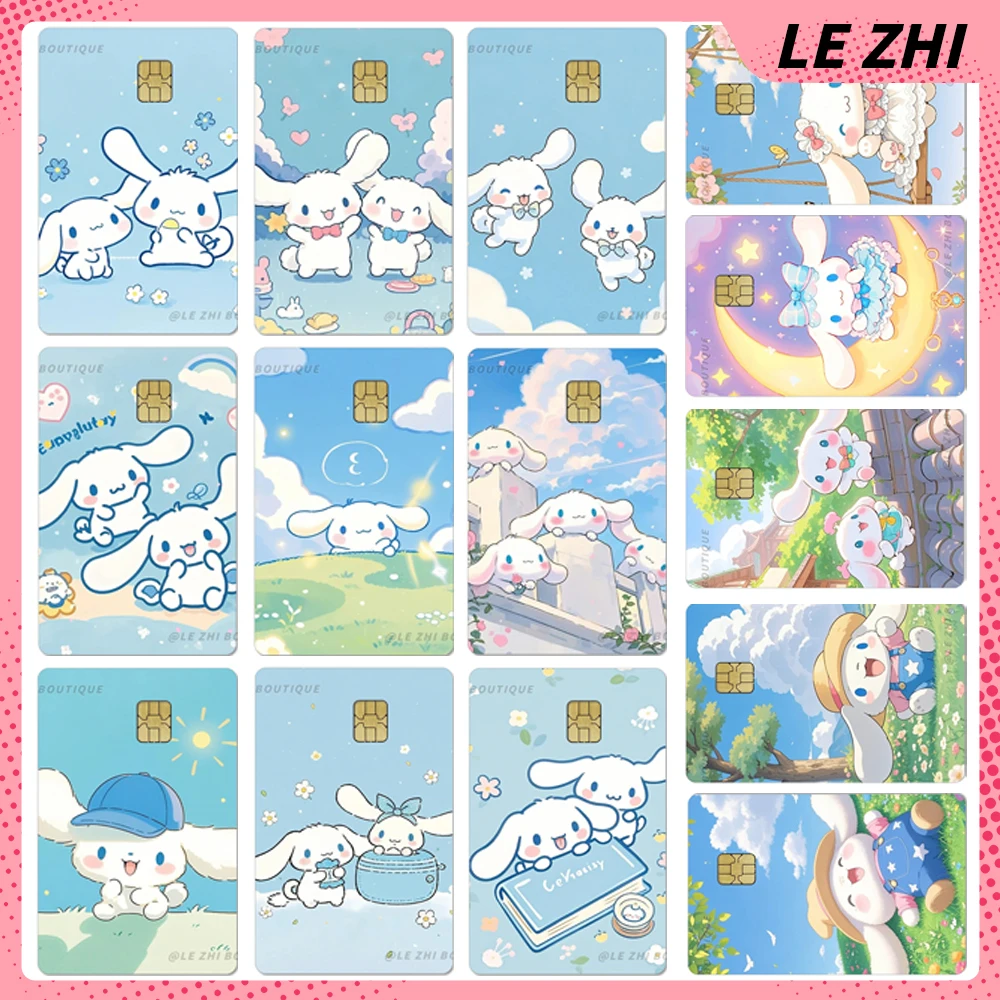 

Cute Cartoon Sanrio Cinnamoroll Credit Card Debit Card Waterproof Protective Film Sticker Shining Rainbow Star Love Skin Sticker