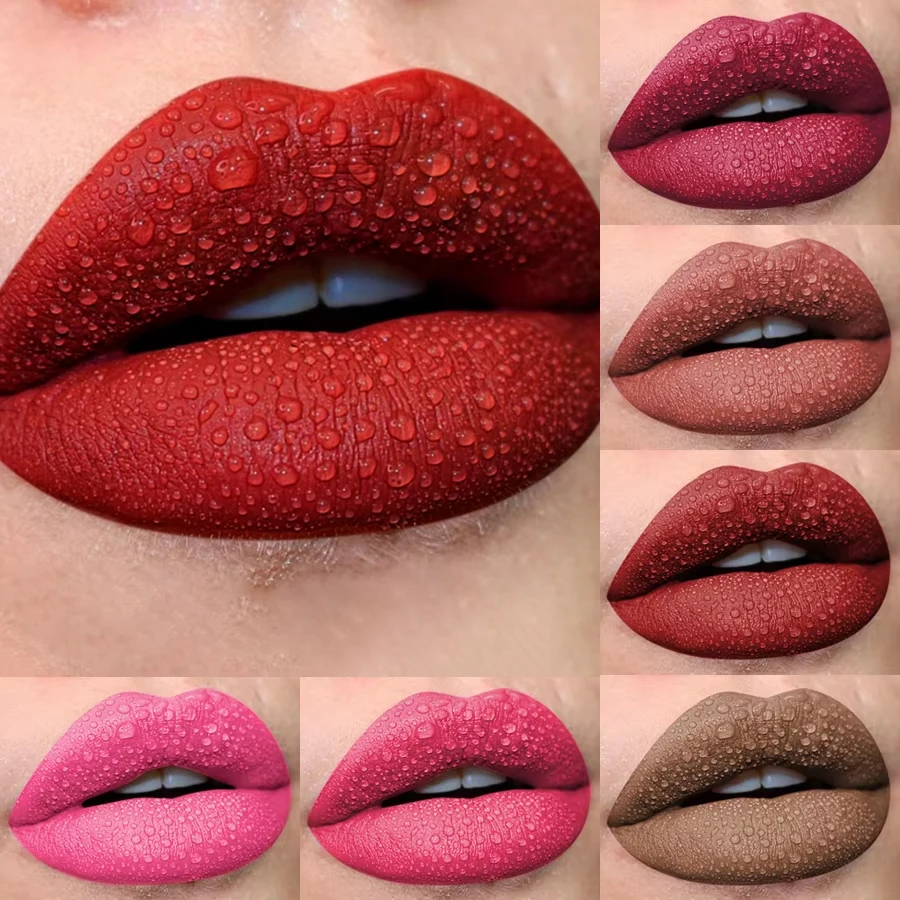 Matte Lip Gloss Set in Red and Pink Shades- High Pigmented,Moisturizing,Waterproof Dewy Texture Lip Glaze Valentine's Day Gifts