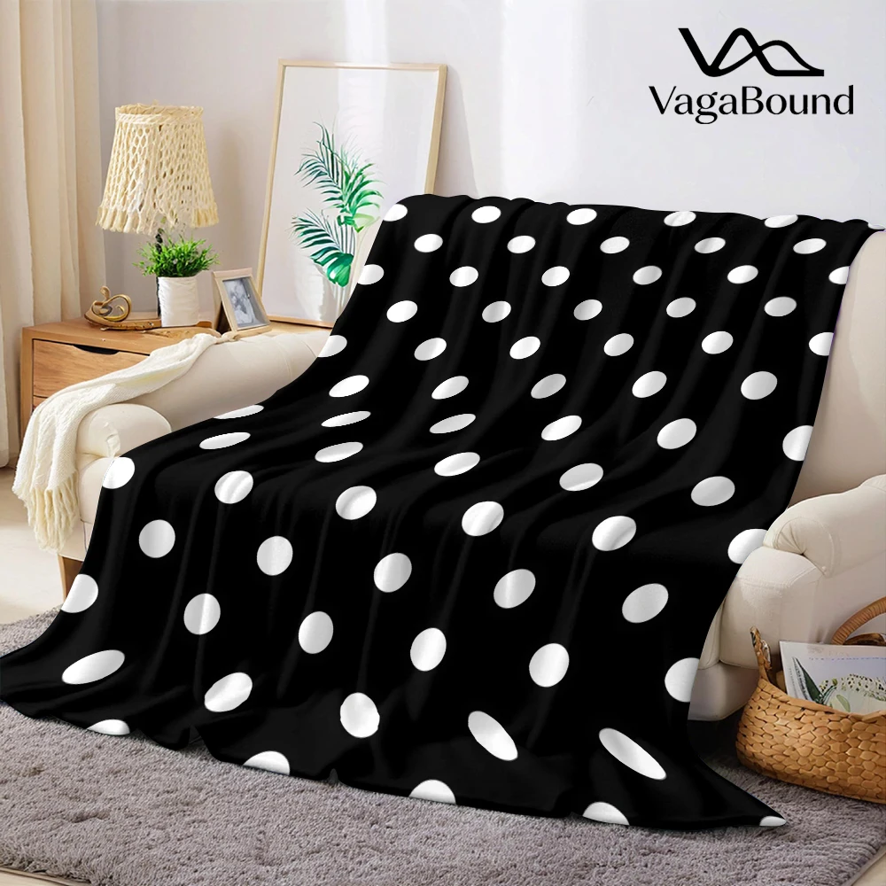 Black and White Polka Dots Flannel Blanket Warm Soft Halloween Christmas Couch Warm Cozy Decorative Decor Gift for All Season