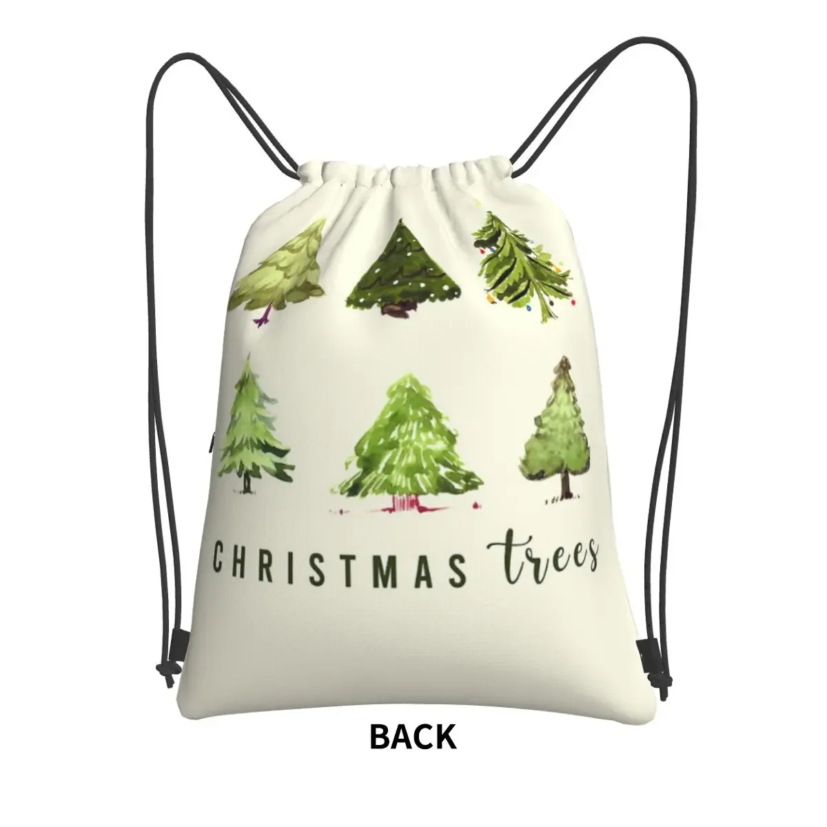 Christmas Trees Portable Backpacks Drawstring Bag Fashion Drawstring Bundle Pocket Book Bags For School Students